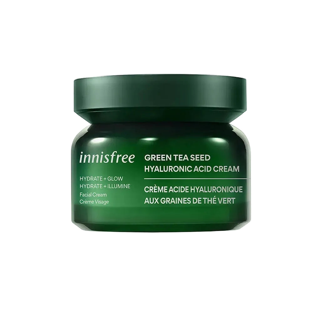 innisfree Green Tea Hyaluronic Acid Cream hydrating moisturizer for barrier repair and glowing skin