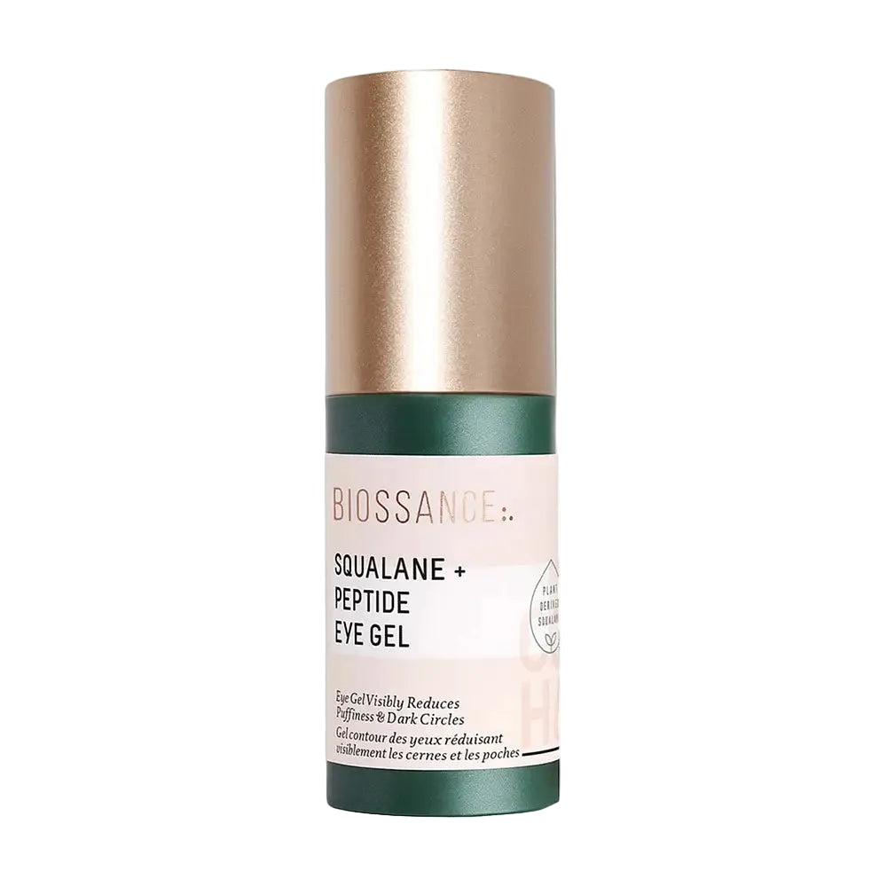 Biossance Squalane + Peptide Eye Gel lightweight depuffing eye treatment with niacinamide and squalane