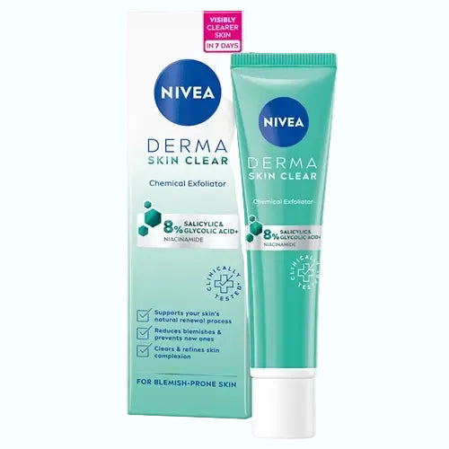 NIVEA Derma Skin Clear Chemical Exfoliator with salicylic acid and glycolic acid for blemish-prone skin