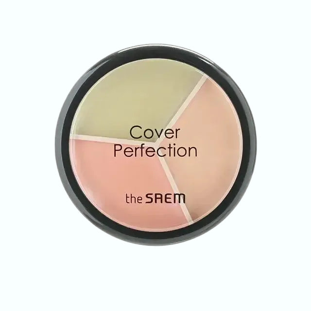 The Saem Cover Perfection Triple Pot Concealer with color correcting shades for medium coverage