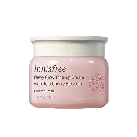 Innisfree Dewy Glow Tone-Up Cream with Jeju Cherry Blossom for brightening and hydrating skin