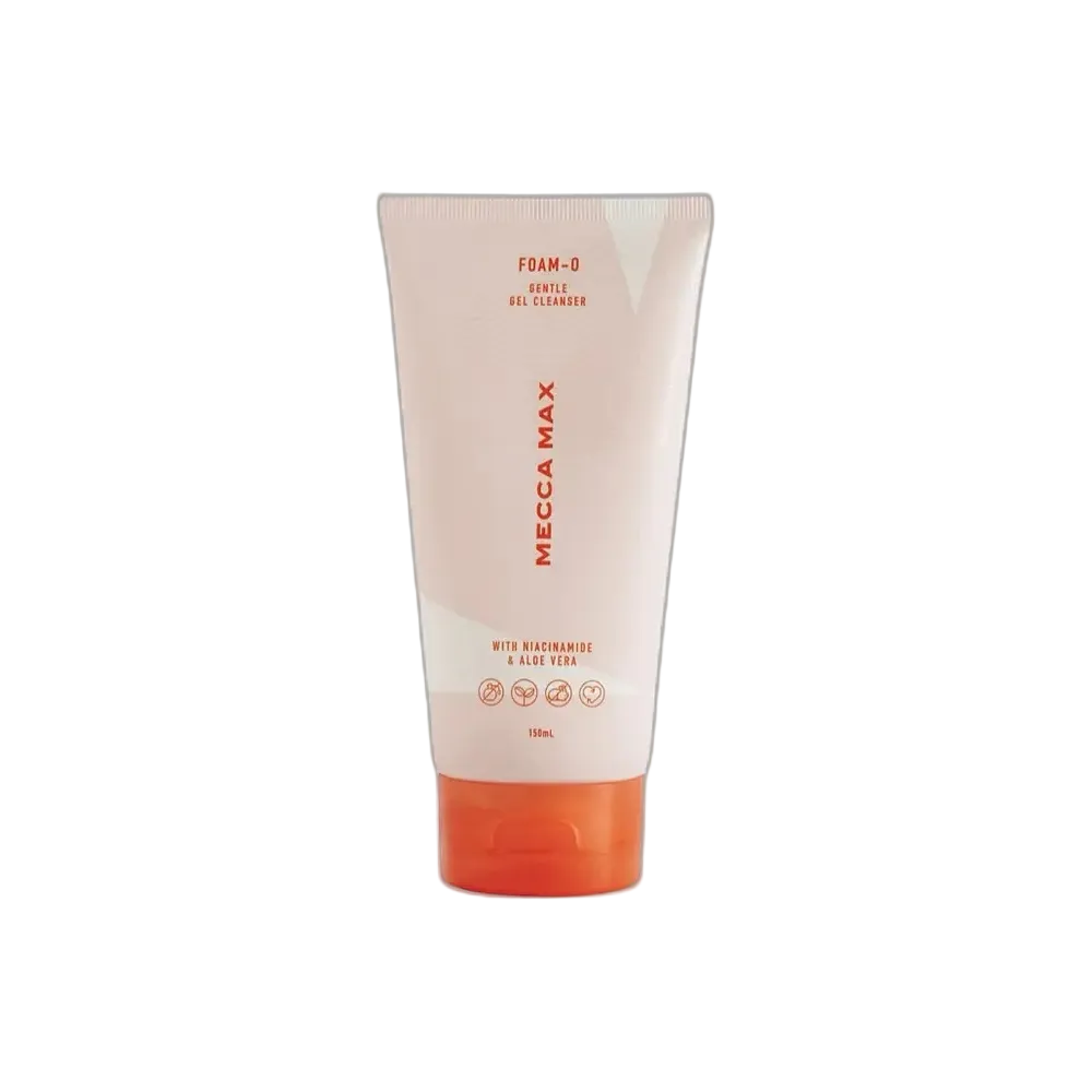 Mecca Cosmetica Foam-O Gentle Gel Cleanser with niacinamide and aloe vera for sensitive skin
