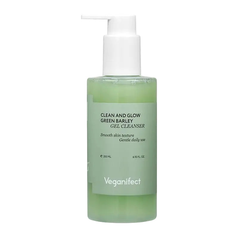Veganifect Clean & Glow Green Barley Gel Cleanser low pH gentle exfoliating cleanser for all skin types