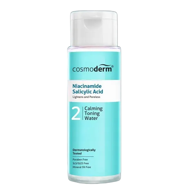 Cosmoderm Niacinamide Salicylic Acid Calming Toner for acne-prone skin with oil control and soothing
