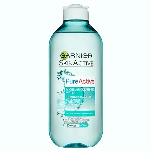 Garnier Pure Active Micellar Water for oily and acne-prone skin cleansing and makeup removal