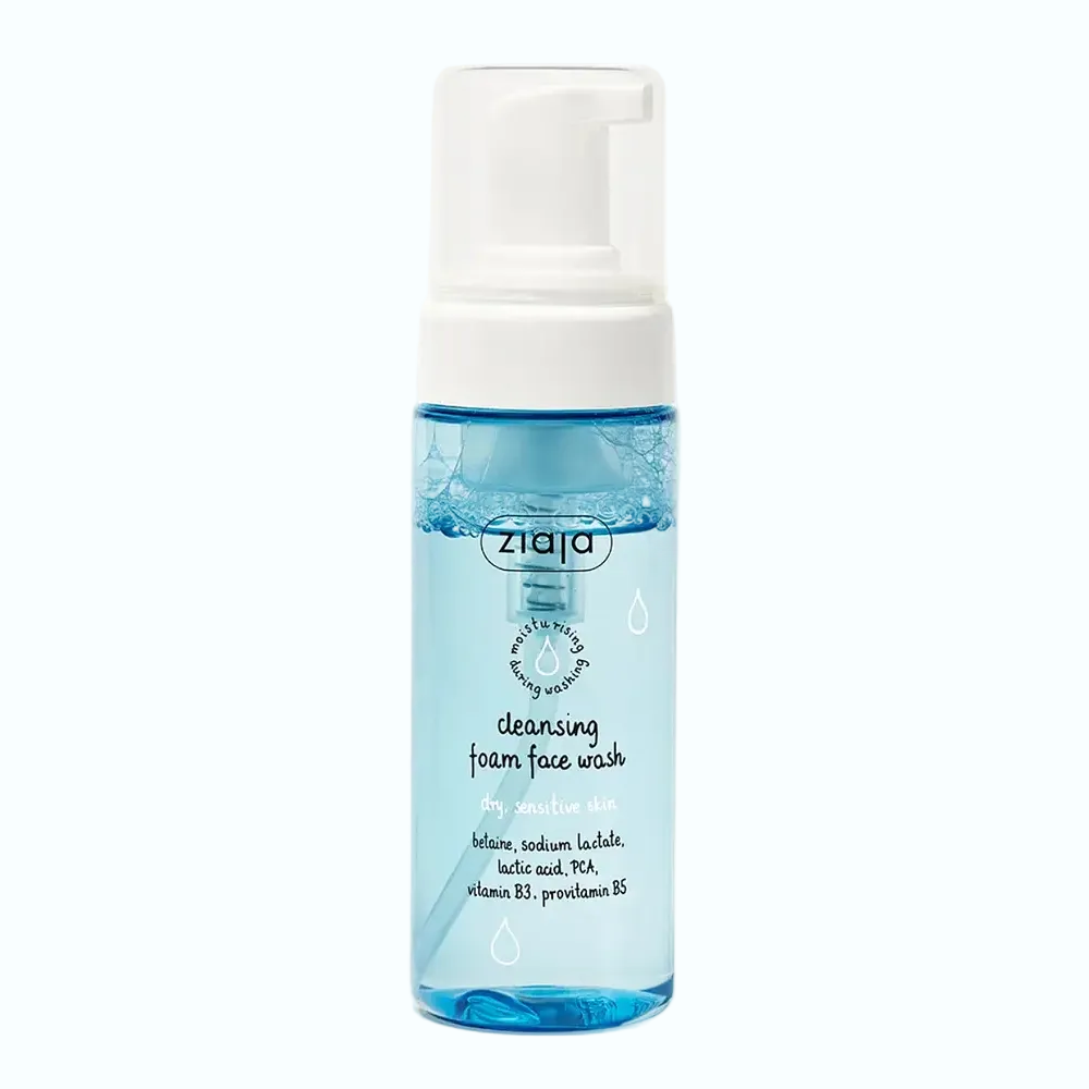 Ziaja Cleansing Foam Face Wash for dry and sensitive skin with niacinamide and betaine for gentle hydration