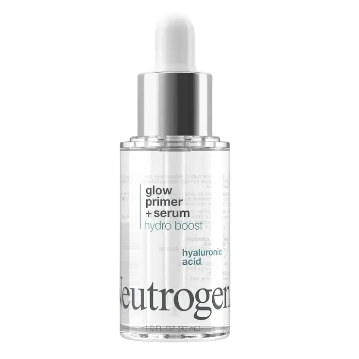 Neutrogena Hydro Boost Glow Primer + Serum with hyaluronic acid for hydration and dewy makeup base