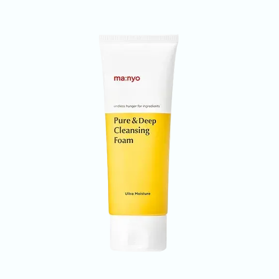 ma:nyo Pure & Deep Cleansing Foam for gentle cleansing with 10 floral extracts and low pH formula