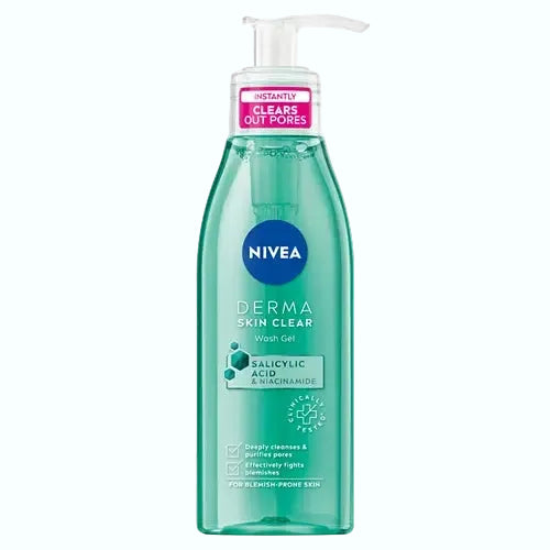 Nivea Derma Skin Clear Wash Gel with salicylic acid and niacinamide for acne-prone and blemish-prone skin