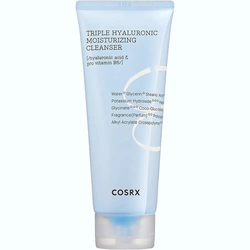 COSRX Triple Hyaluronic Moisturizing Cleanser for gentle hydration and barrier care