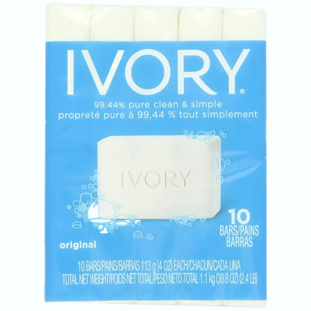 Ivory Original Bar Soap for gentle cleansing with 99.44% pure formula