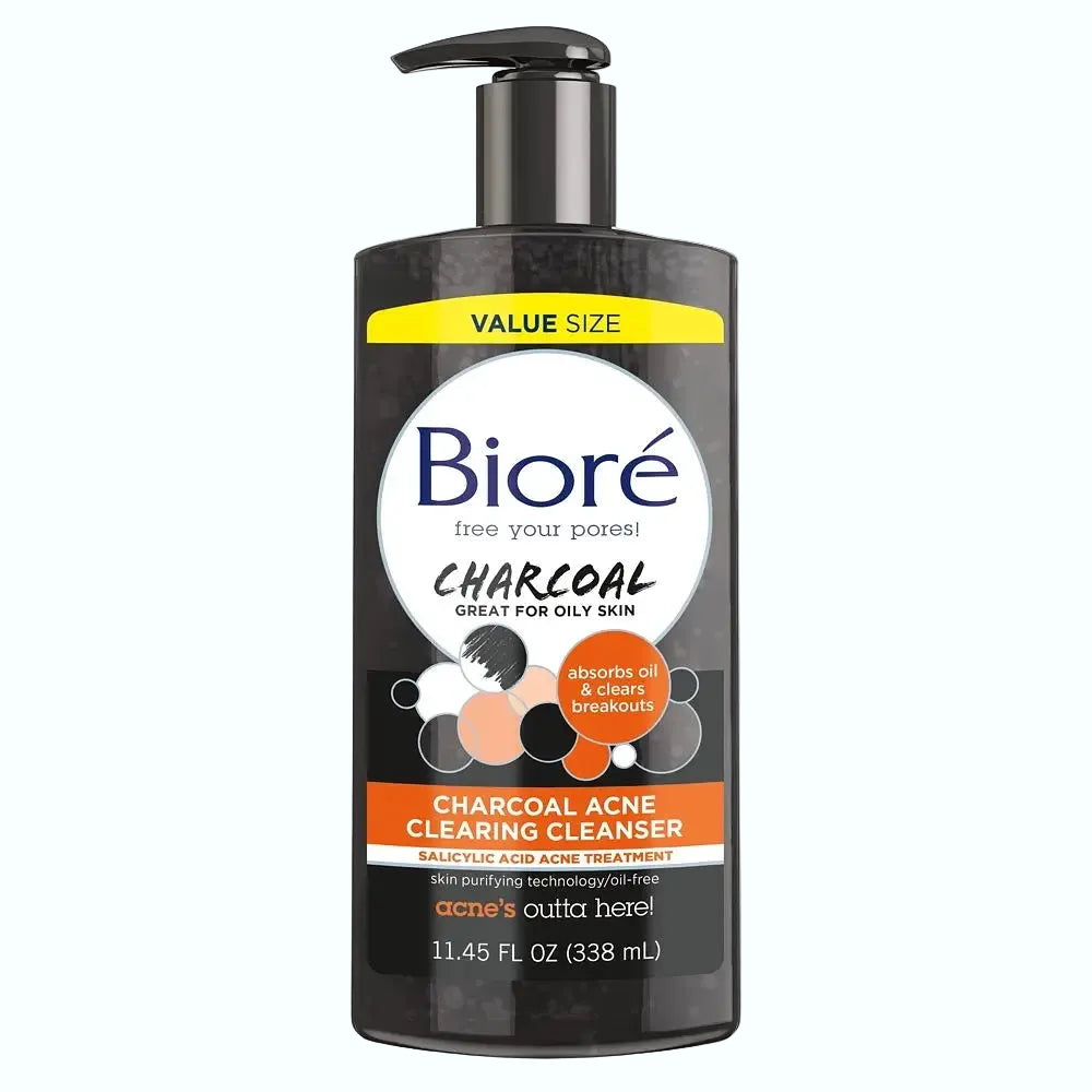 Biore Charcoal Acne Daily Cleanser with salicylic acid for acne-prone oily skin deep pore cleansing