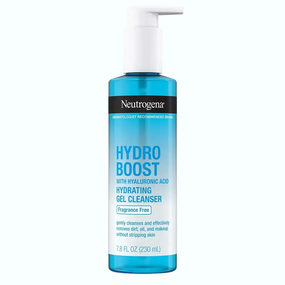 Neutrogena Hydro Boost Hydrating Cleansing Gel with hyaluronic acid for gentle cleansing and hydration