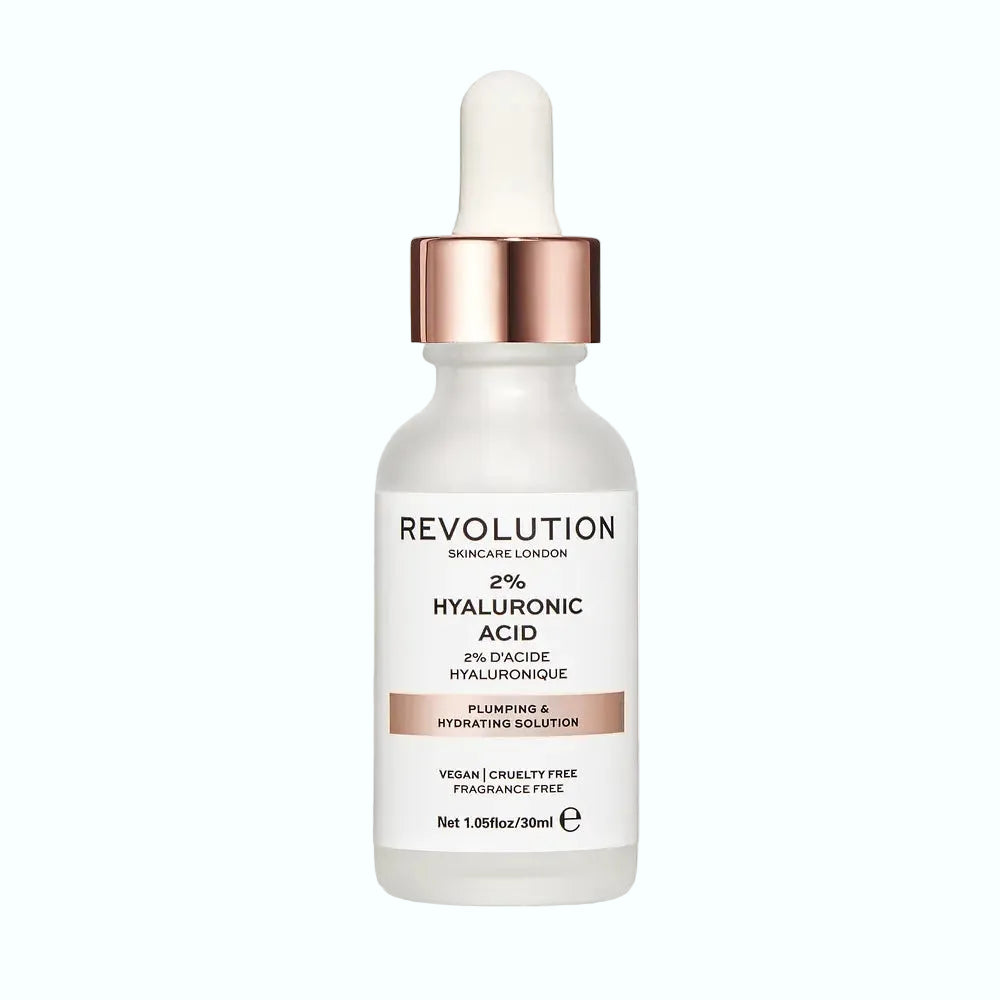 Revolution Beauty 2% Hyaluronic Acid Hydrating Serum for plumping and hydration on dehydrated skin