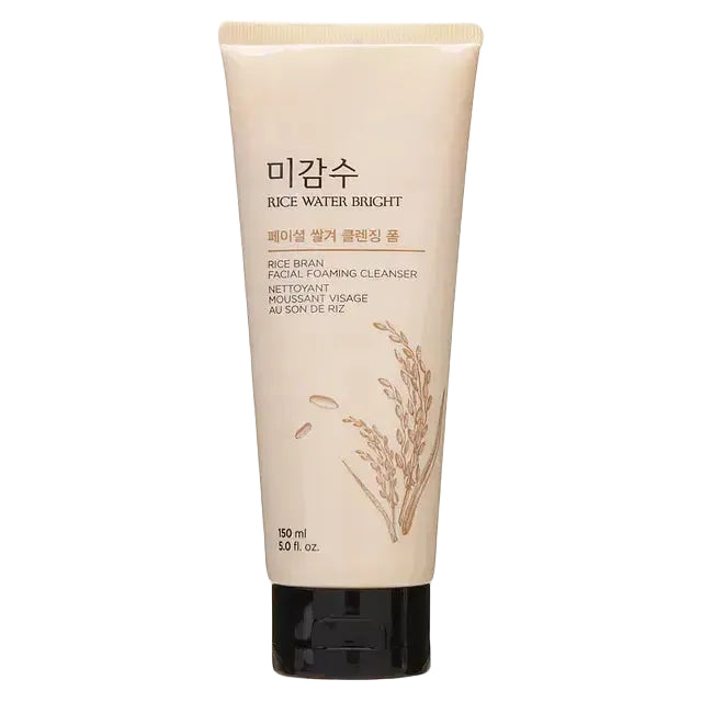 The Face Shop Rice Water Bright Rice Bran Foaming Cleanser for brightening and gentle exfoliation
