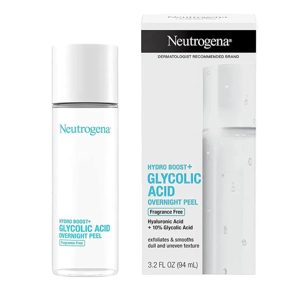 Neutrogena Hydro Boost Glycolic Acid Overnight Peel with 10% glycolic acid and hyaluronic acid for smooth skin