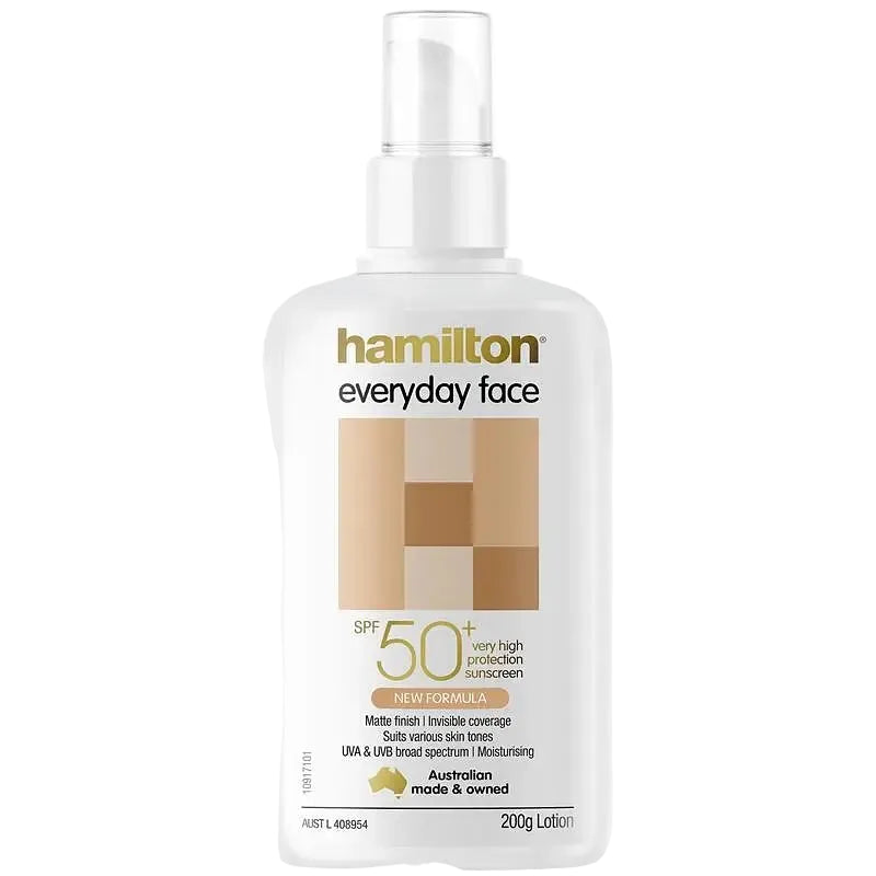 Hamilton SPF 50+ Everyday Face Cream broad-spectrum chemical sunscreen with matte finish