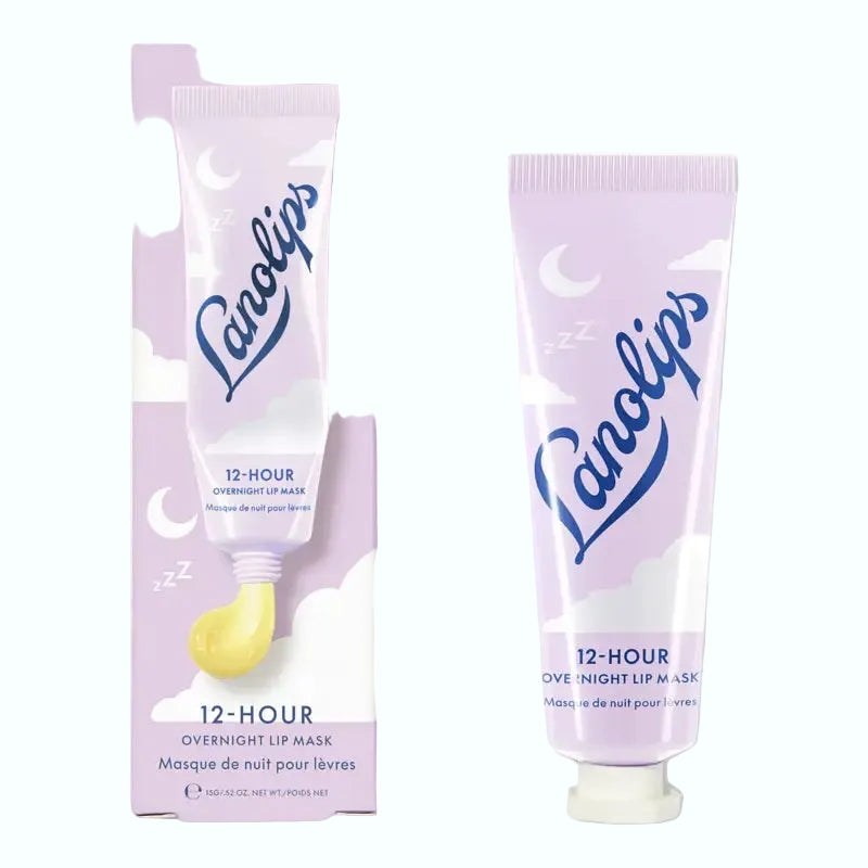 Lanolips 12 Hour Overnight Lip Mask with lanolin, hyaluronic acid and ceramides for deep hydration and repair
