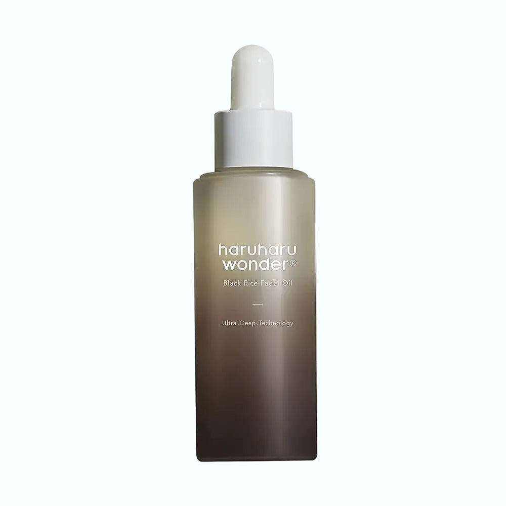 Haruharu Wonder Black Rice Facial Oil with fermented black rice extract for hydration and anti-aging