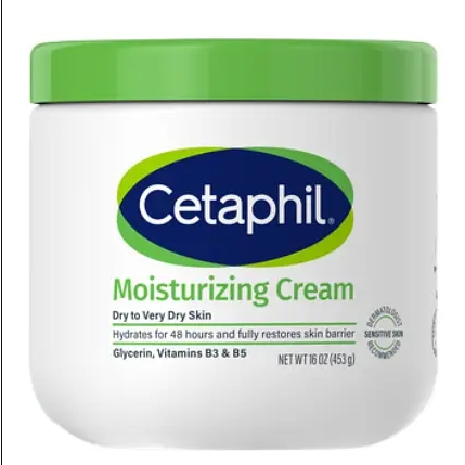 Cetaphil Moisturizing Cream for dry sensitive skin with glycerin and vitamin E for deep hydration