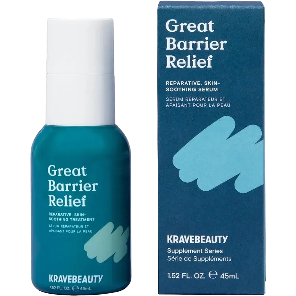 Krave Beauty Great Barrier Relief serum for damaged skin barrier repair with tamanu oil and ceramides