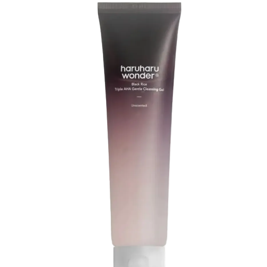 Haruharu Wonder Black Rice Triple AHA Gentle Cleansing Gel for gentle exfoliation and hydration