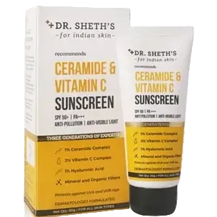 Dr. Sheth's Ceramide and Vitamin C Sunscreen SPF 50 PA+++ for barrier repair and brightening