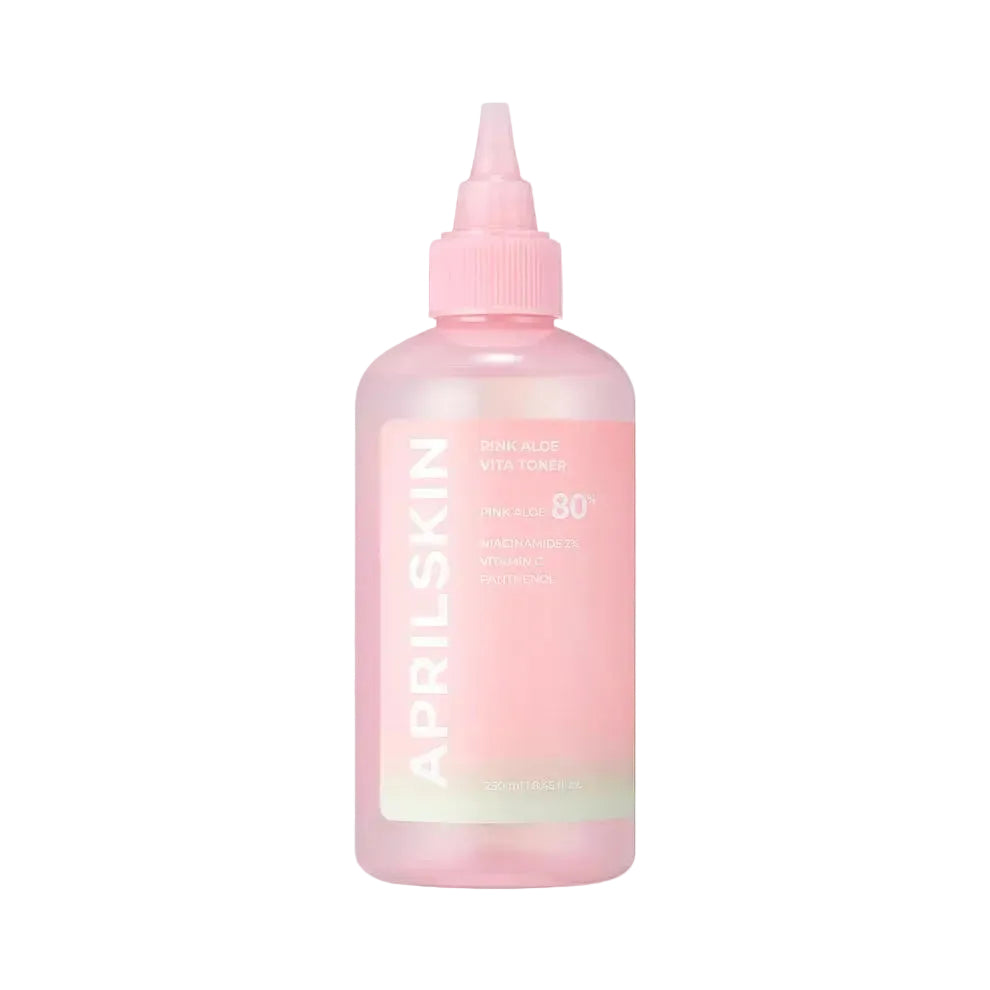 APRILSKIN Pink Aloe Vita Toner with 80% pink aloe water and niacinamide for soothing and brightening sensitive skin