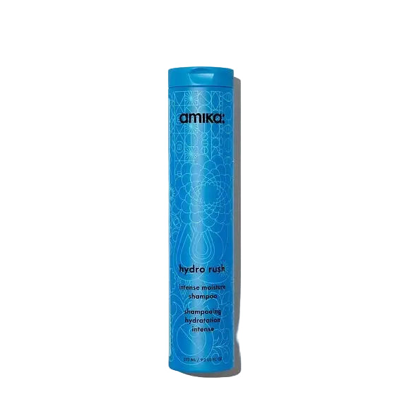 amika Hydro Rush Intense Moisture Shampoo with hyaluronic acid for dry and textured hair hydration
