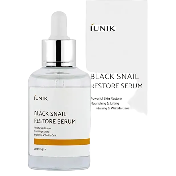 iUNIK Black Snail Restore Serum with 70% snail mucin for anti-aging and skin repair