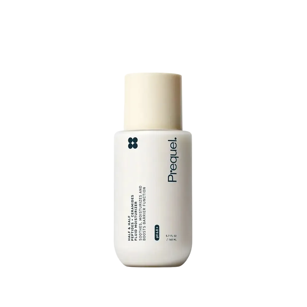 Prequel Half & Half Peptides + Ceramides Fluid Moisturizer for hydration and barrier repair