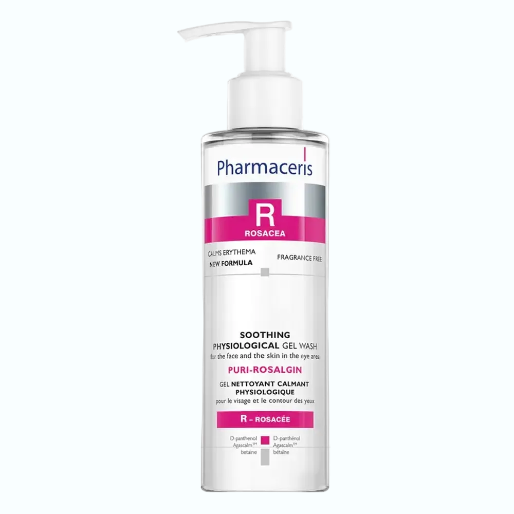 Pharmaceris Puri-Rosalgin Soothing Face Gel Wash for sensitive rosacea-prone skin with anti-redness benefits