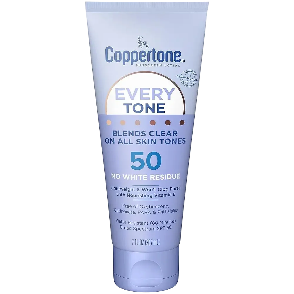 Coppertone Every Tone Sunscreen Lotion SPF 50 lightweight clear sunscreen for all skin tones