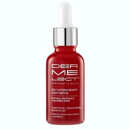 Dermelect Self-Esteem Beauty Sleep Serum with glycolic acid, vitamin C and salicylic acid for overnight exfoliation