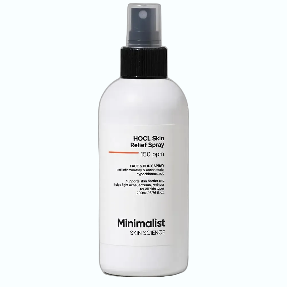 Minimalist HOCl Skin Relief Spray for acne, irritation, and antimicrobial protection