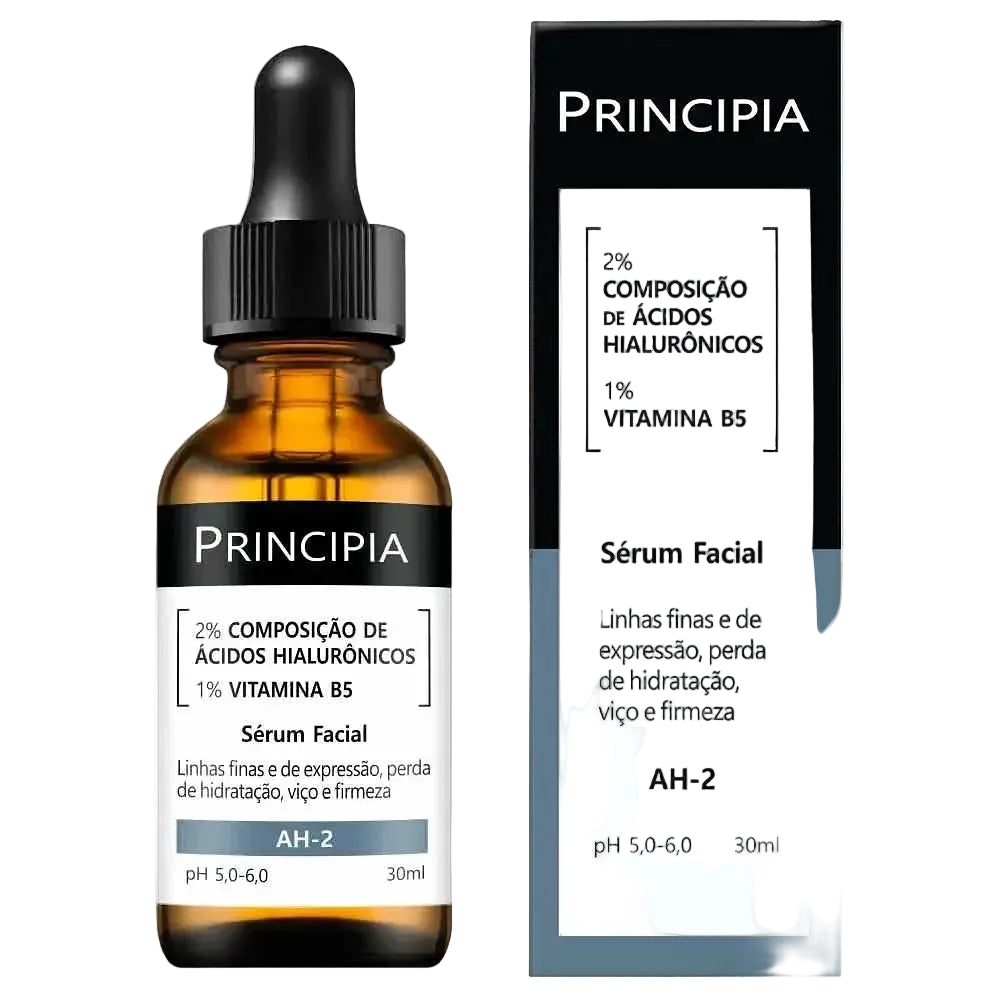 Principia Serum Facial AH-2 with 2% Hyaluronic Acids and 1% Vitamin B5 for deep hydration and firming