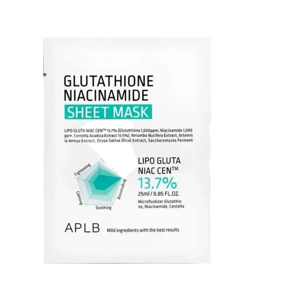 APLB Glutathione Niacinamide Sheet Mask for brightening and hydration sensitive skin