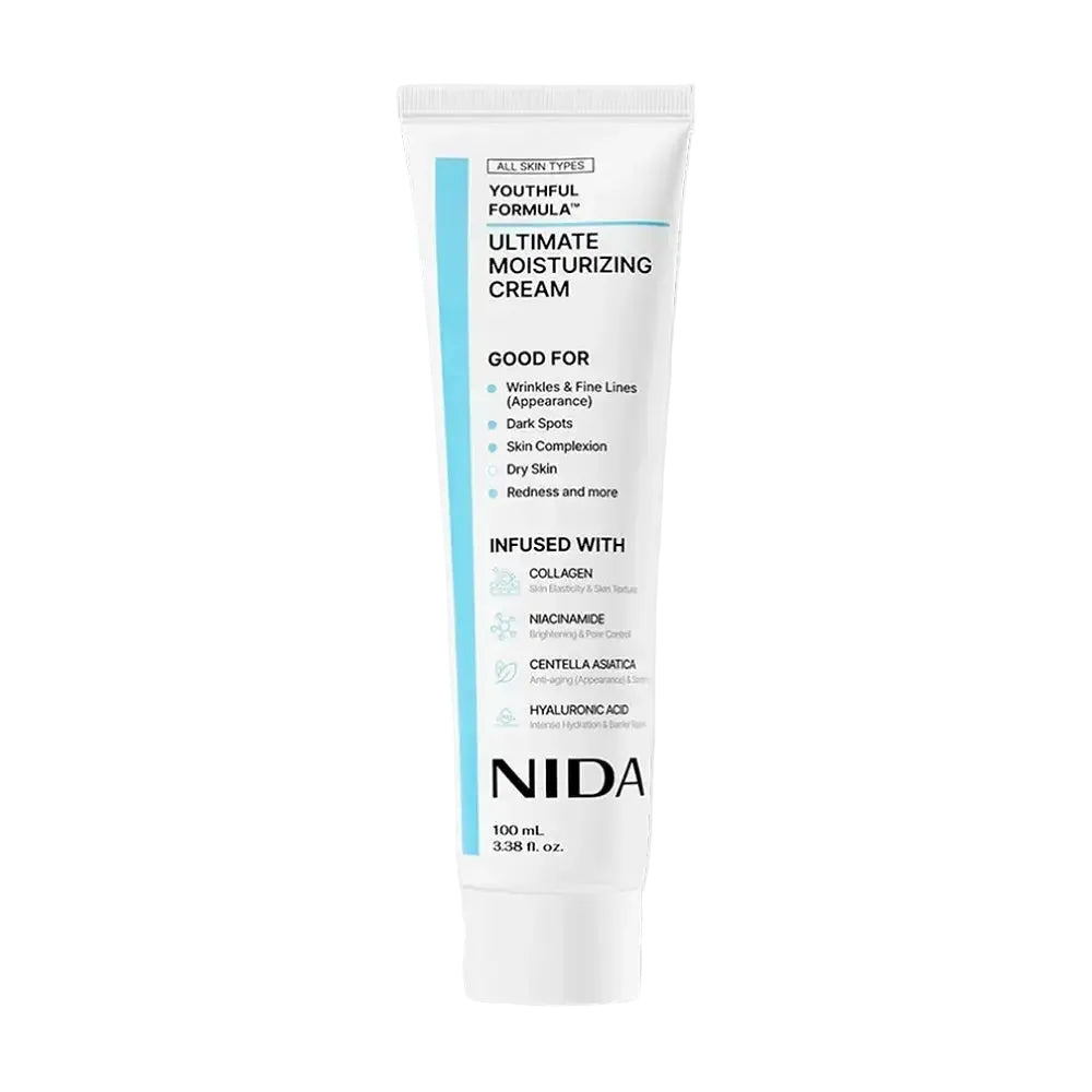Nida Youthful Formula Ultimate Moisturizing Cream with niacinamide, collagen, and centella asiatica for hydration and anti-aging