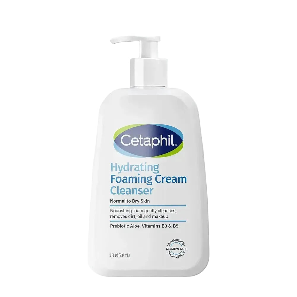 Cetaphil Hydrating Foaming Cream Cleanser for gentle cleansing and hydration of dry to normal skin
