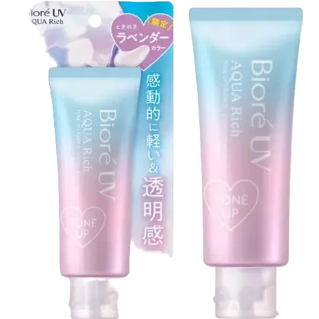 Biore UV Aqua Rich Tone Up Essence SPF50+ PA++++ lightweight Japanese sunscreen with tone-up effect