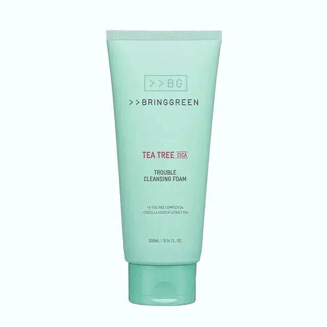 Bring Green Tea Tree Cica Trouble Cleansing Foam for acne-prone and sensitive skin with salicylic acid