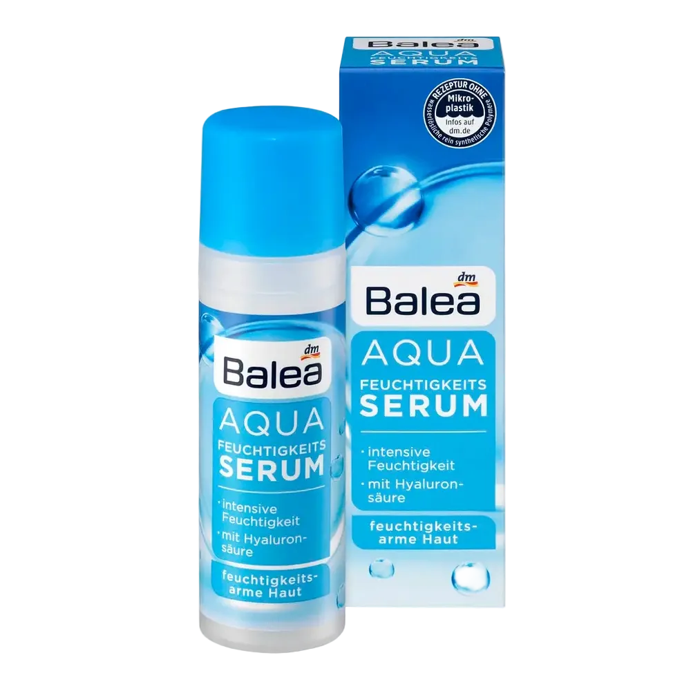 Balea Aqua Feuchtigkeit Serum with hyaluronic acid for dehydrated skin hydration and barrier repair