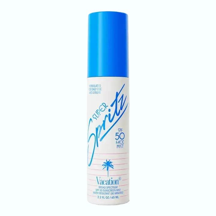 Vacation Super Spritz SPF50 Face Mist for sun protection with refreshing mist texture