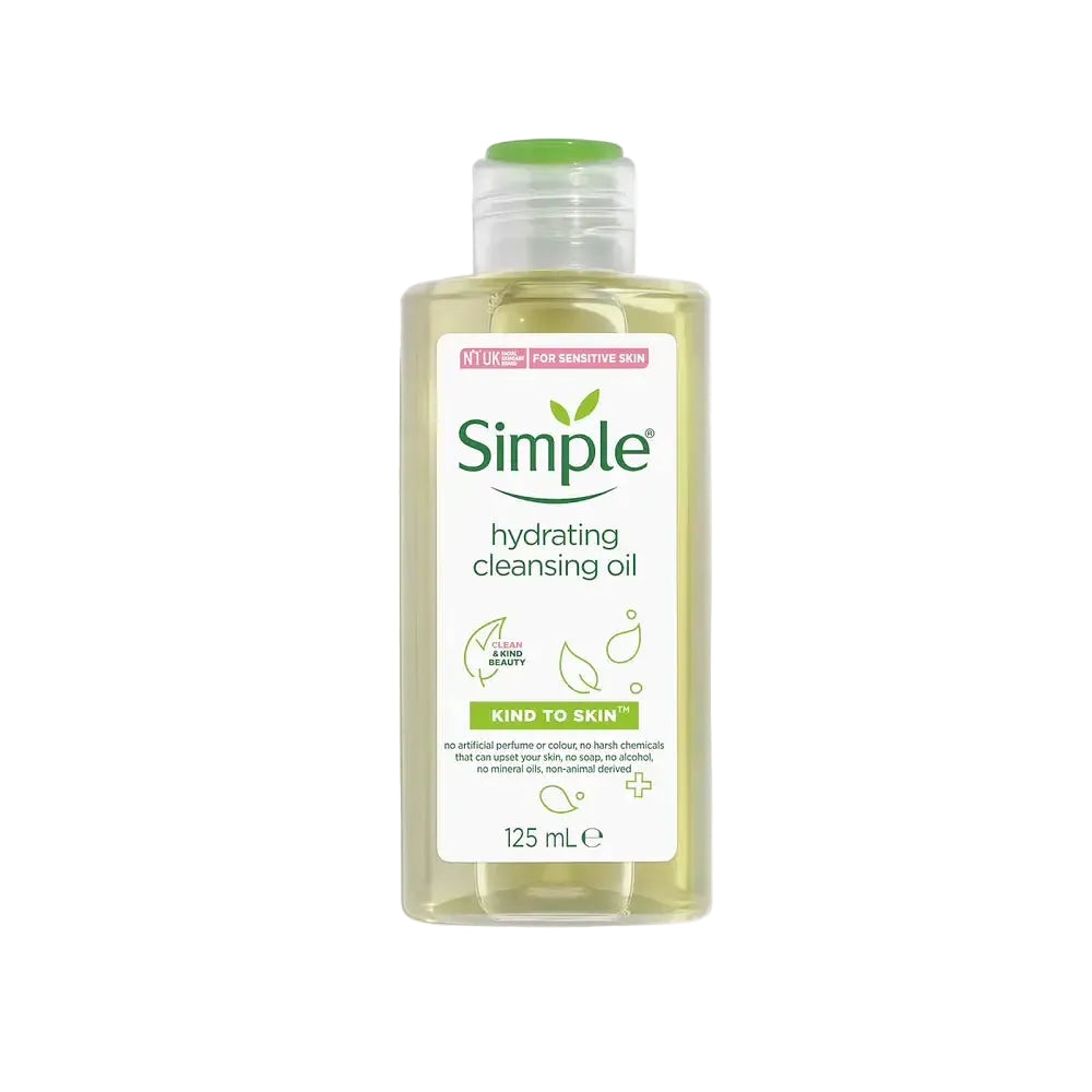 Simple Skincare Hydrating Cleansing Oil with grapeseed oil for sensitive skin and gentle makeup removal