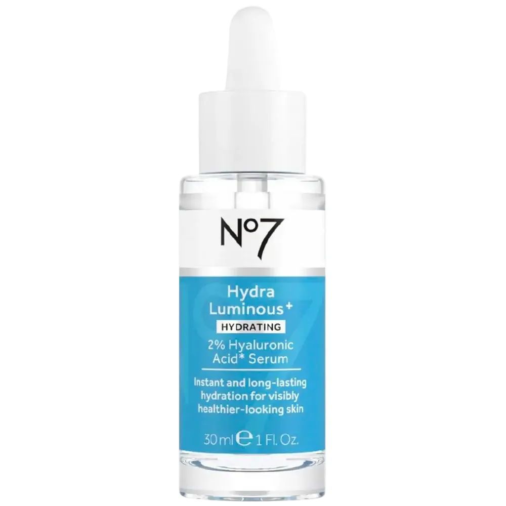 No7 Hydraluminous+ 2% Hyaluronic Acid Serum for deep hydration and barrier repair