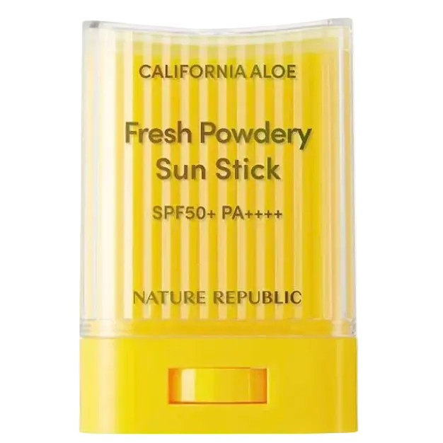 Nature Republic California Aloe Fresh Powdery Sun Stick SPF50+ PA++++ for daily UV protection and hydration