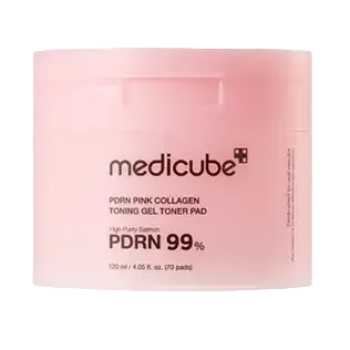 MediCube PDRN Pink Collagen Toning Gel Toner Pad for brightening and hydration with Salmon DNA
