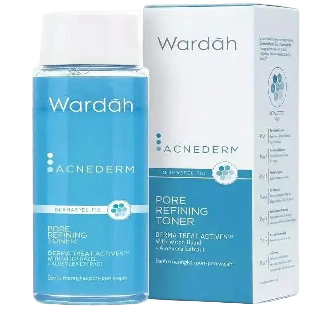 Wardah Acnederm Pore Refining Toner with witch hazel and aloe vera for oily acne-prone skin