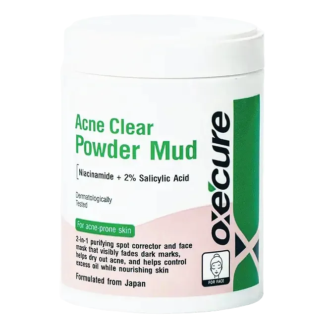 Oxecure Acne Clear Powder Mud with 2% salicylic acid for acne-prone skin