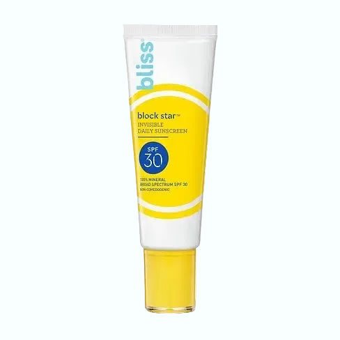 Bliss Block Star Invisible Daily Sunscreen SPF 30 with zinc oxide and titanium dioxide for mineral sun protection